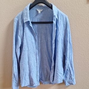 Orvis Men's Sky Blue Linen Shirt Jacket